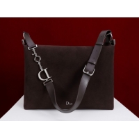 Top Grade Dior Suede Medium Shoulder Bag M14142 Dark Brown/Silver 2026