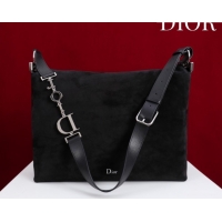 Cheap Price Dior Suede Large Shoulder Bag L114144 Black/Silver 2026
