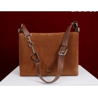 Classic Hot Dior Suede Large Shoulder Bag L114144 Caramel/Gold 026