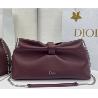 Pretty Style Dior Bow Medium Bag in Lambskin Leather Burgundy 0715PUQO Burgundy 2026