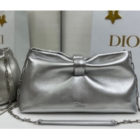 Leisure Dior Bow Medium Bag in Lambskin Leather 0715PUQO Silver 2026