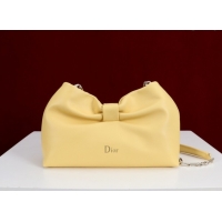 Good Quality Dior Bow Small Bag in Lambskin Leather 0714S Light Yellow 2026