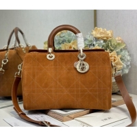 Buy Discount Dior Lady Dior Large Top Handle Bag in Cannage Suede Brown 1441L 2026