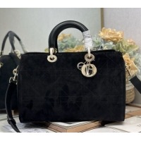Top Grade Dior Lady Dior Large Top Handle Bag in Cannage Suede Black 1441L 2026