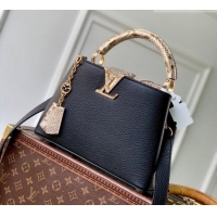 Best Price Louis Vuitton Capucines BB Bag in Taurillon and python-embossed leather N89369 Black 2026