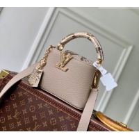 Promotional Louis Vuitton Capucines Mini Bag in Taurillon and python-embossed leather N89369 Grey 2026