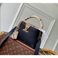 Super Quality Louis Vuitton Capucines Mini Bag in Taurillon and python-embossed leather N89369 Black 2026