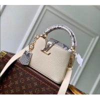 Grade Design Louis Vuitton Capucines Mini Bag in Taurillon and python-embossed leather N89369 White 2026