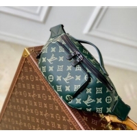 Famous Brand Louis Vuitton Men's Rush Bumbag Belt Bag in Monogram Shadow Leather M27153 Forest Green 2026