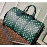 Top Quality Louis Vuitton Men's Keepall Bandoulière 50 Travel Bag in Monogram Shadow Leather M27179 Forest Green 2026