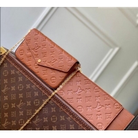 Best Price Louis Vuitton Pochette Félicie Mini Bag in Monogram Empreinte Leather M64064 Brown 2026