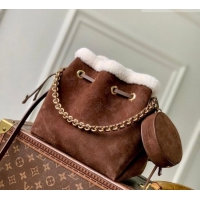 Good Product Louis Vuitton Bella Bucket Bag in Mahina Suede M26684 Dark Brown 2026
