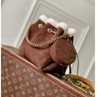 Good Product Louis Vuitton Bella Bucket Bag in Mahina Suede M26684 Dark Brown 2026