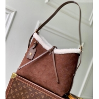 Buy Cheap Louis Vuitton CarryAll PM Bag in Mahina Suede M26421 Dark Brown 2026