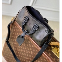 Discount Louis Vuitton Men's Keepall Bandoulière 25 Bag in Black Monogram Midnight Canvas M28369 2026