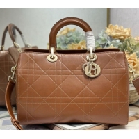 Classic Hot Dior Lady Dior Large Top Handle Bag in Cannage Smooth Brown 1441L 2026