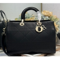 Low Price Dior Lady Dior Large Top Handle Bag in Cannage Smooth Black 1441L 2026
