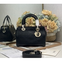 Low Cost Dior Lady Dior Small Top Handle Bag in Cannage Smooth Leather 1440S Black 2026