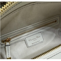 Discount Dior Small D-Journey Bag in Two-Tone Calfskin Leather in White Flat Macrocannage with Contrasting Black Topstit