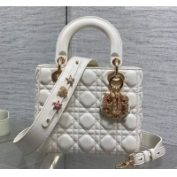 Fashion Dior Small Lady Dior My ABCDior Bag in Cannage Lambskin Leather with Openwork Charm DR012603 White 2026