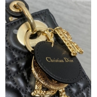 Cheap Price Dior Mini Lady Dior Bag in Cannage Lambskin Leather with Openwork Charm DR012603 Black 2026