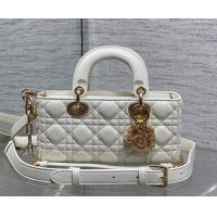 Unique Style Dior Small Lady D-Joy Bag in Cannage Lambskin Leather with Openwork Charm DR012603 White 2026