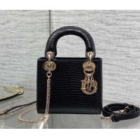 Best Product Dior Mini Lady Dior Bag in Lizard Embossed Leather Black/Gold DR012604 2026