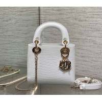 Pretty Style Dior Mini Lady Dior Bag in Lizard Embossed Leather DR012604 White/Gold 2026