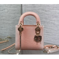Best Grade Dior Mini Lady Dior Bag in Lizard Embossed Leather DR012604 Peachy Pink 2026