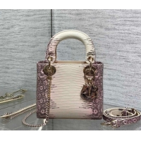 Low Price Dior Mini Lady Dior Bag in Lizard Embossed Leather DR012604 White/Pink 2026