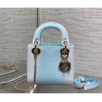 Good Quality Dior Mini Lady Dior Bag in Lizard Embossed Leather DR012604 White/Blue 2026
