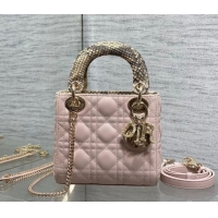 Stylish Dior Mini Lady Dior Bag in Lambskin and Snakeskin Leather DR012605 Pink 2026