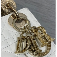 Luxury Discount Dior Mini Lady Dior Bag in Lambskin and Snakeskin Leather DR012605 White 2026