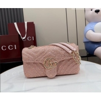 Super Quality Gucci GG Marmont crystals medium shoulder bag 837267 Light Pink 2026
