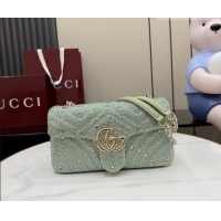 Grade Design Gucci GG Marmont crystals medium shoulder bag 837267 Pale Green 2026