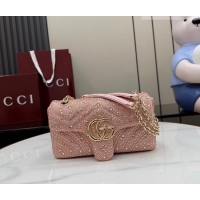 Best Price Gucci GG Marmont crystals small shoulder bag 837280 Light Pink 2026
