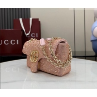 Best Price Gucci GG Marmont crystals small shoulder bag 837280 Light Pink 2026
