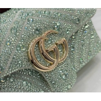 Luxury Discount Gucci GG Marmont crystals small shoulder bag 837280 Pale Green 2026