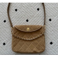 Unique Grade Chanel Suede Medium Flap Messenger Bag AS5885 Light Brown 2026