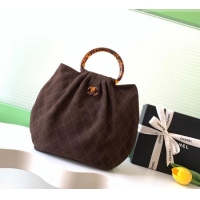 Big Discount Chanel Suede & Turtoise-Shell Effect Top Handle Hobo Bag AS6010 Chocolate 2026
