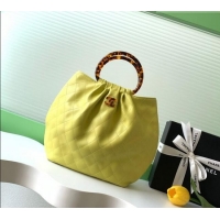 Buy Discount Chanel Calfskin Leather & Turtoise-Shell Effect Top Handle Hobo Bag AS6010 Yellow 2026