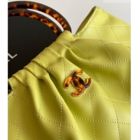 Buy Discount Chanel Calfskin Leather & Turtoise-Shell Effect Top Handle Hobo Bag AS6010 Yellow 2026