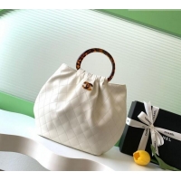 Famous Brand Chanel Calfskin Leather & Turtoise-Shell Effect Top Handle Hobo Bag AS6010 White 2026
