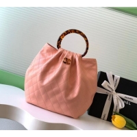 Good Quality Chanel Calfskin Leather & Turtoise-Shell Effect Top Handle Hobo Bag AS6010 Pink 2026