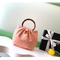 Trendy Design Chanel Calfskin Leather & Turtoise-Shell Effect Top Handle Small Hobo Bag AS6022 Pink 2026