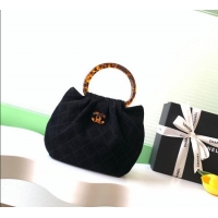 Good Taste Chanel Suede & Turtoise-Shell Effect Top Handle Small Hobo Bag AS6022 Black 2026
