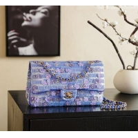 Top Quality Chanel Sequins & Beads Classic 11.12 Flap Handbag with Bloom A01112 Purple 2026