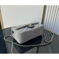 Good Product Chanel Suede & Calfskin Leather Mini Classic Flap Handbag With Top Handle AS2431 Grey 2026
