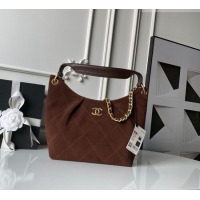 Grade Cheap Chanel Suede Small Hobo Bag AS5970 Dark Brown 2026