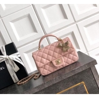 Low Cost Chanel Lambskin Leather Mini Classic Flap Handbag With Top Handle and Bow Charm AS2431 Nude Pink 2026